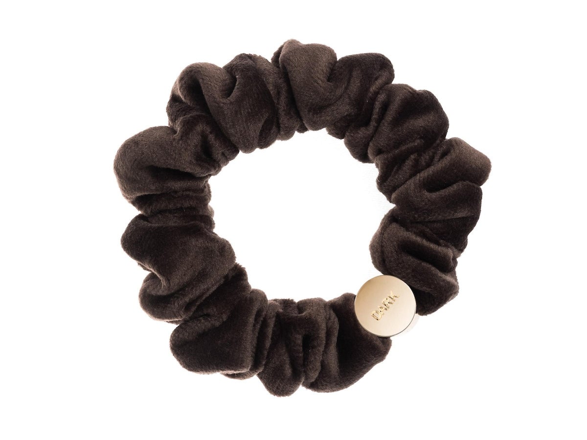 Dark Mini Velvet Scrunchie Hair Braid Chocolate Brown - pcs 1