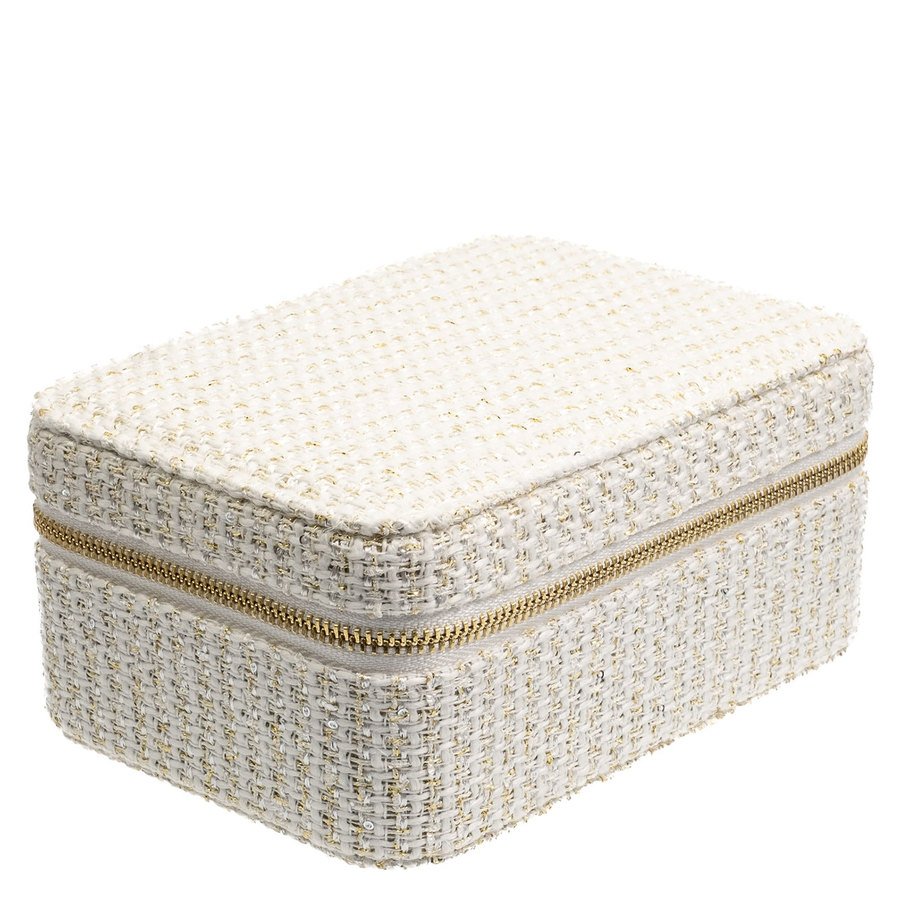 DARK Tweed Jewellery Box Off White With Gold