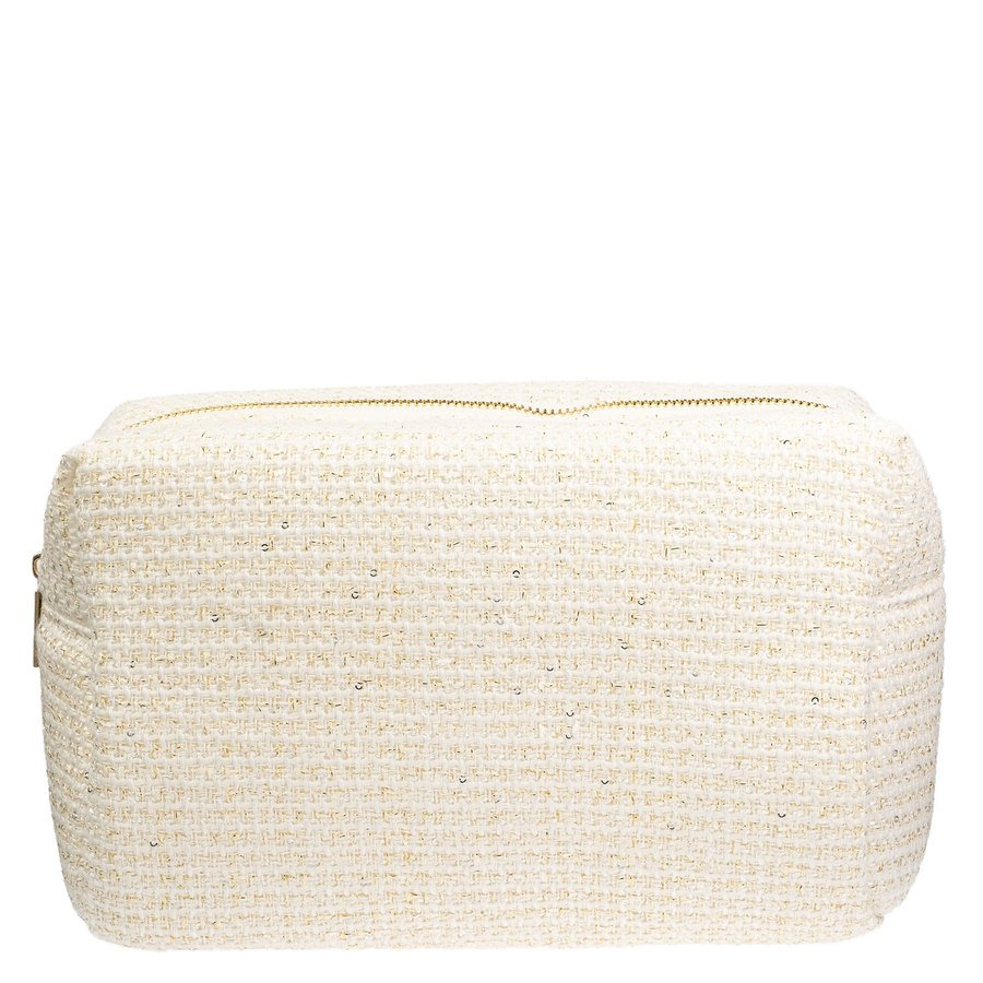 DARK Tweed Make-Up Pouch Large Off White With Gold