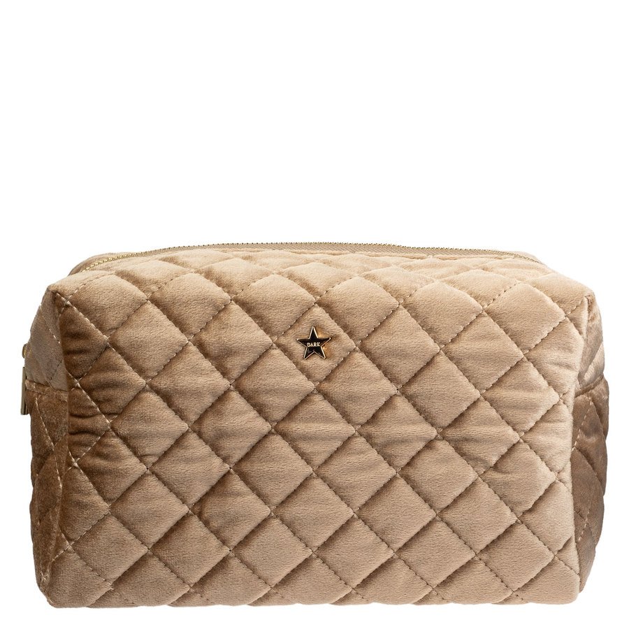 DARK Velvet Square Quilted Make-Up Pouch Small Sparkled Champagne