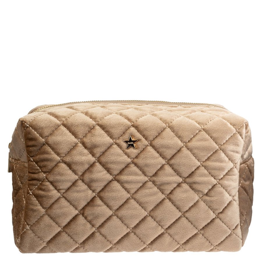 DARK Velvet Square Quilted Make-Up Pouch Large Sparkled Champagne