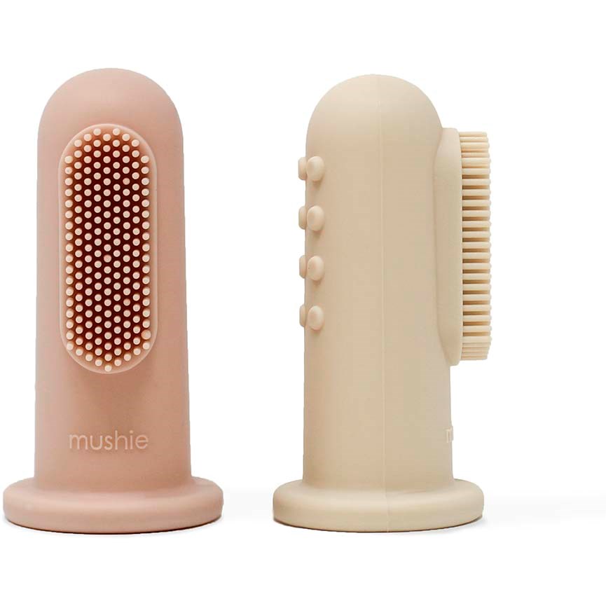 Mushie Finger Toothbrush Blush/Shifting Sand