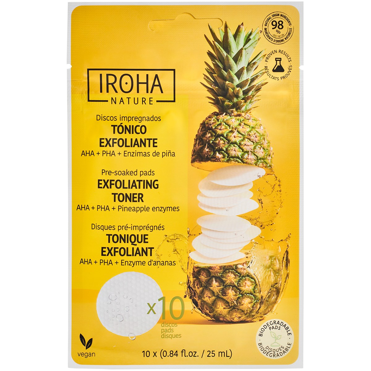 IROHA NATURE Exfoliating Toner Pads AHA + PHA + Pinapple Enzymes