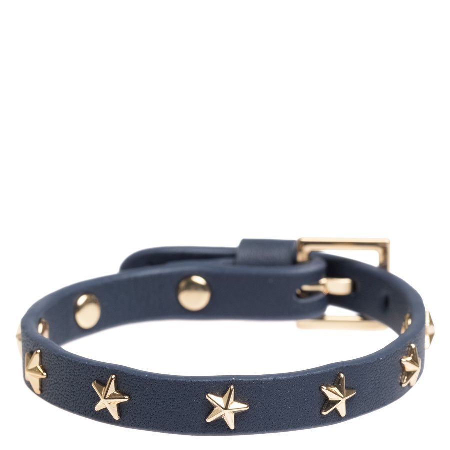 DARK Leather Star Stud Bracelet Mini Navy Blue