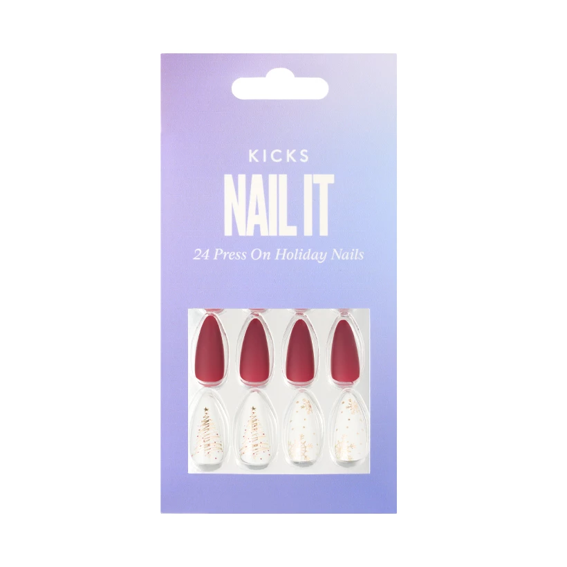 Press On Nails Xmas White/Red