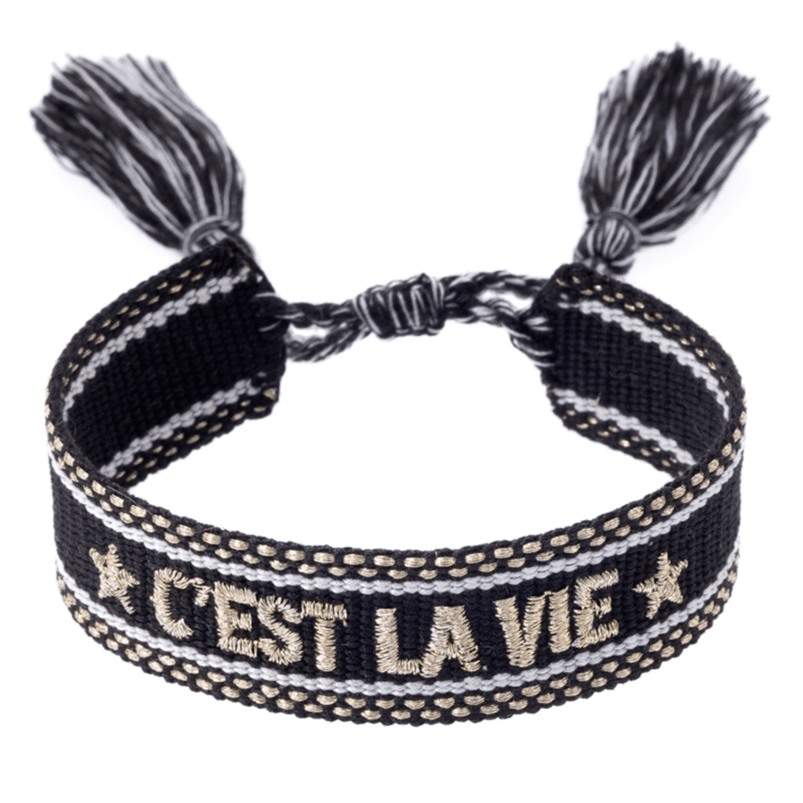 DARK Woven Friendship Bracelet C'est La Vie Black with Gold