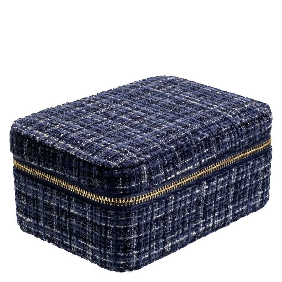 DARK Tweed Jewellery Box Navy Blue