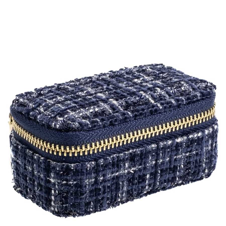 DARK Tweed Jewellery Box Micro Navy Blue