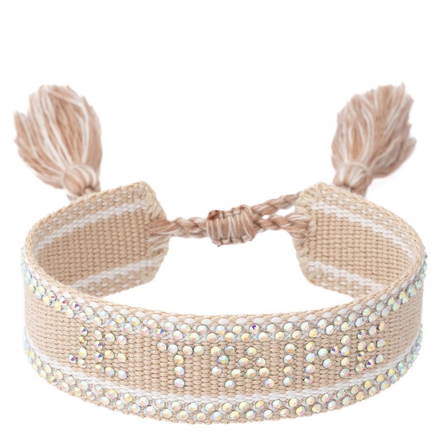 DARK Woven Friendship Bracelet With Crystals Je t'aime Sand