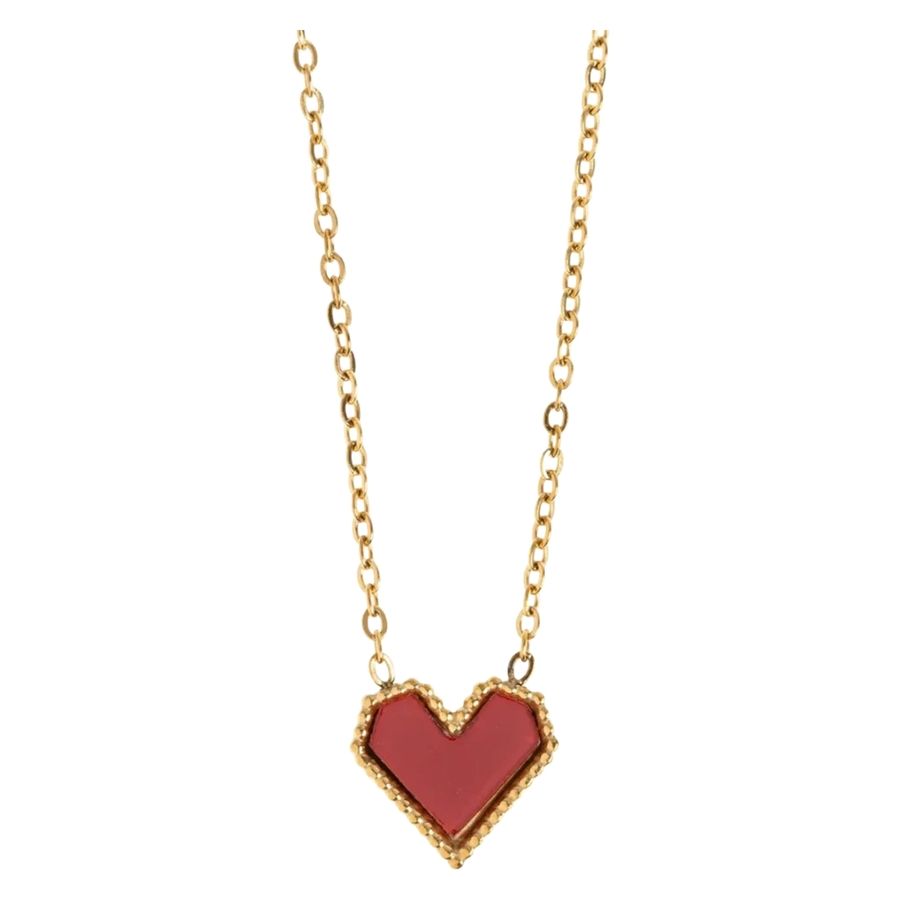 Timi Of Sweden Sarah Red Heart Necklace Stainless Steel