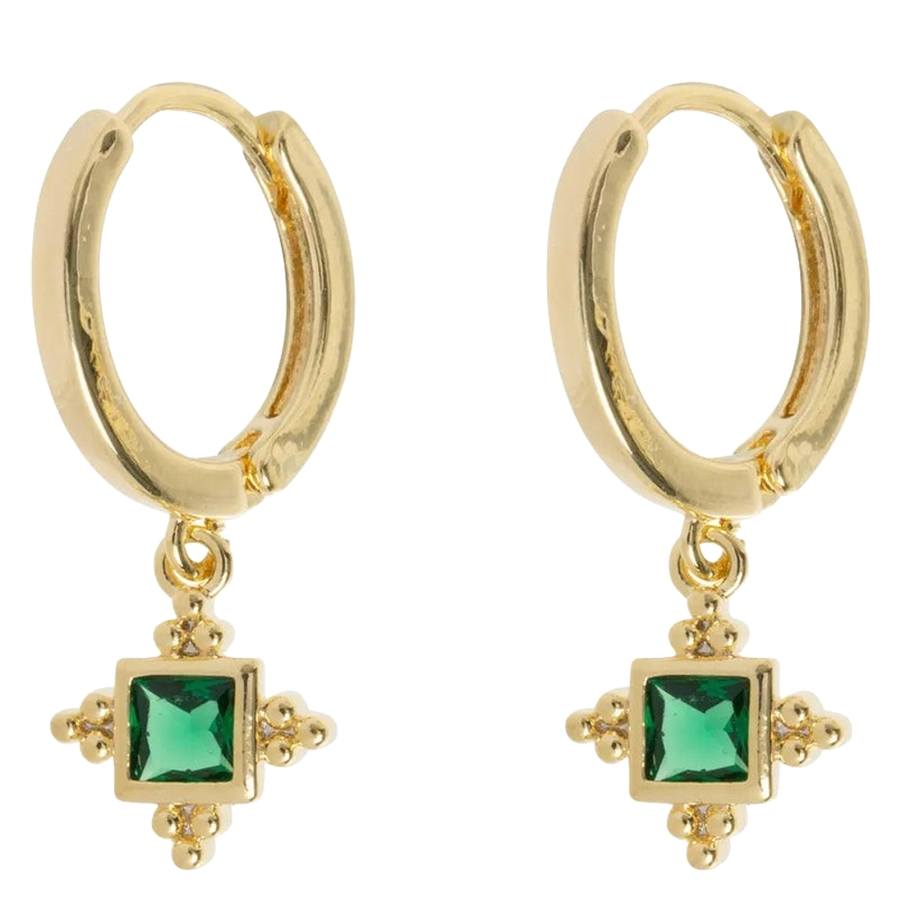 Timi Of Sweden Arya Green Crystal Pendant Hoop Earrings