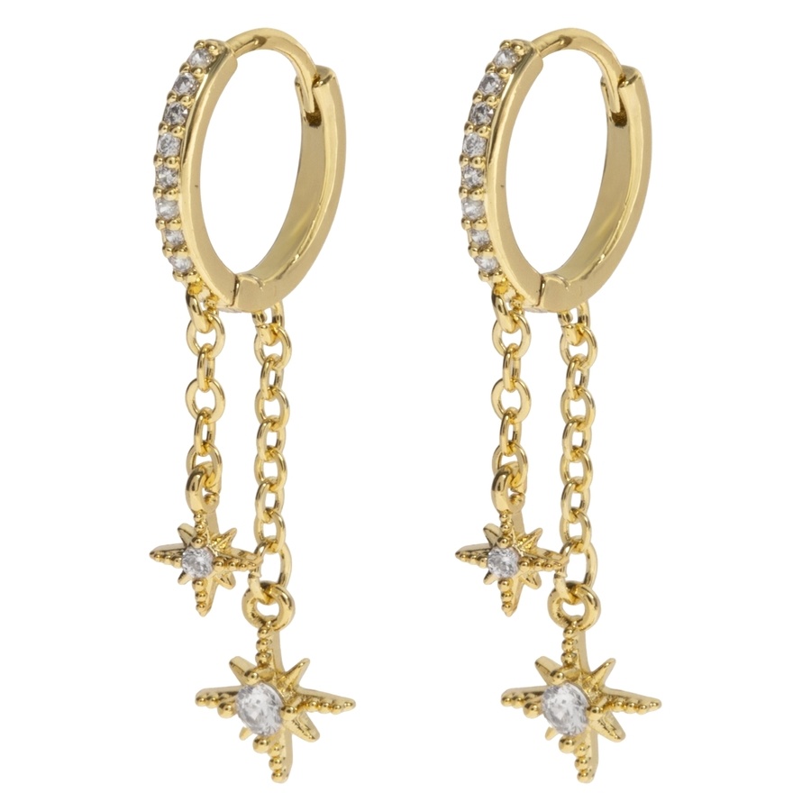 Timi of Sweden Winny Crystal Stars on Chain Hoop Earrings