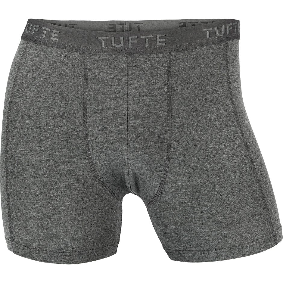 Tufte Men Softboost Boxer Dark Grey Melange Str M, myk, temperaturregulerende og allergivennlig