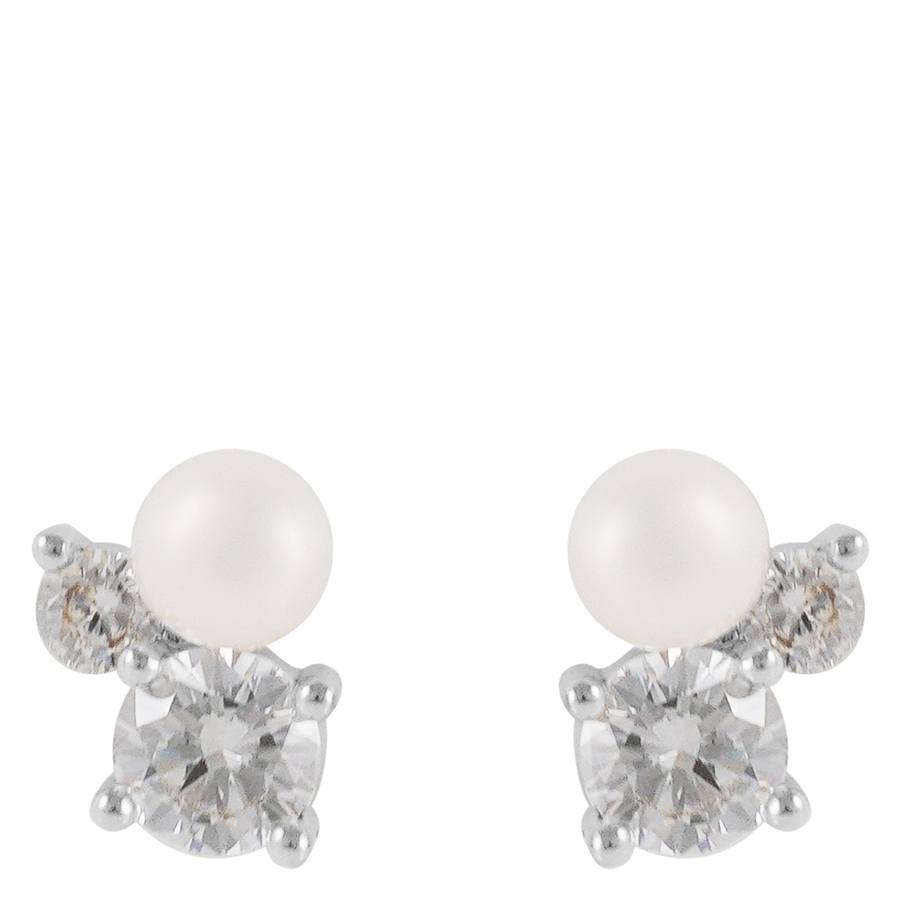 Snö of Sweden Mayfair Small Irregular Pearl Earring Silver/White