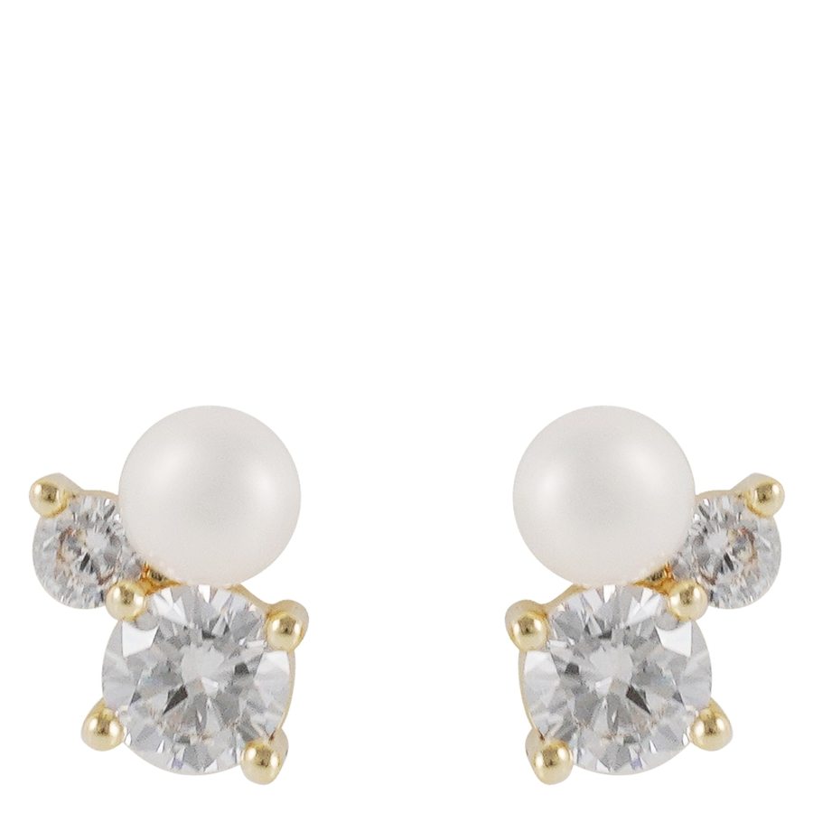 Snö of Sweden Mayfair Small Irregular Pearl Earring Gold/White