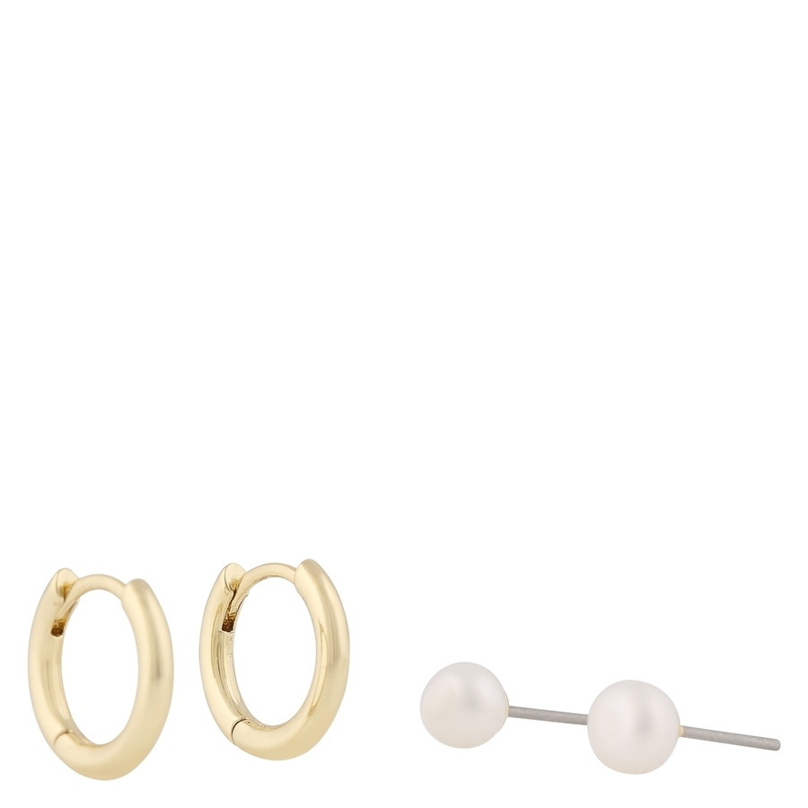 Snö of Sweden Soap Pearl Earring Set Gold/White