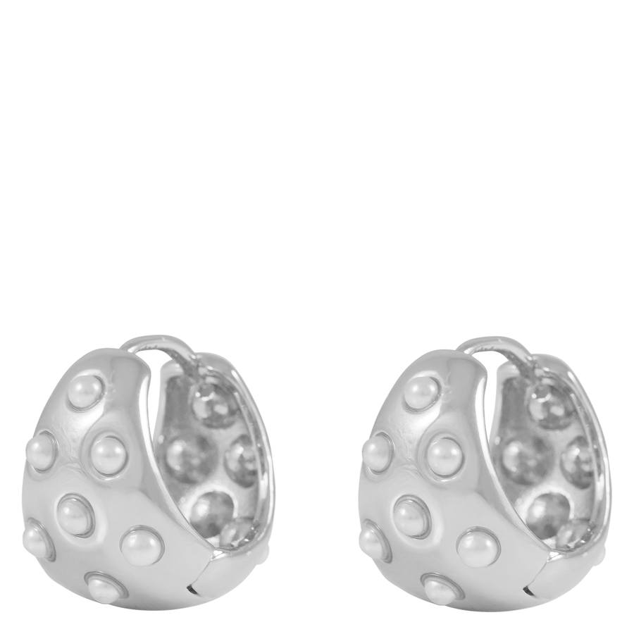 Snö of Sweden Soap Pearl Oval Ring Earring Silver/White