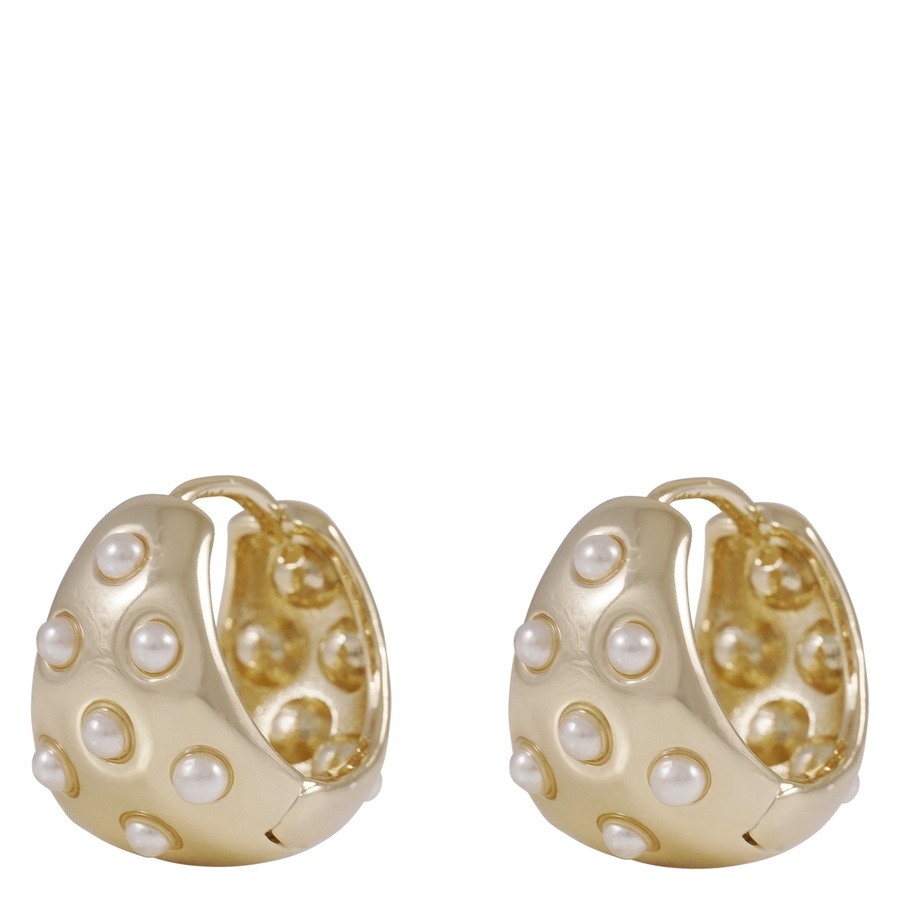 Snö of Sweden Soap Pearl Oval Ring Earring Gold/White