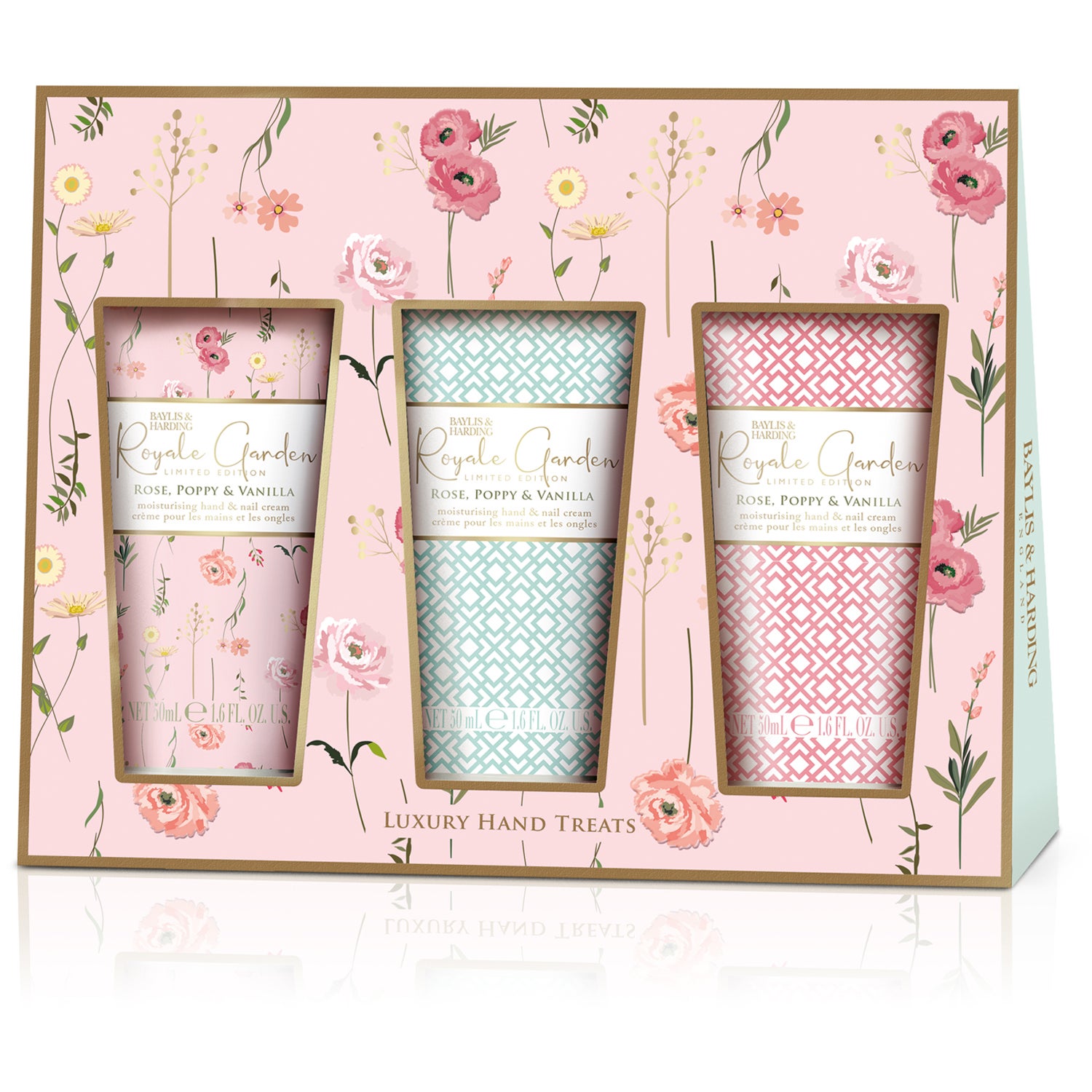 Baylis & Harding Royale Garden Rose, Poppy & Vanilla Hand Cream Trio Gift Set 150 ml