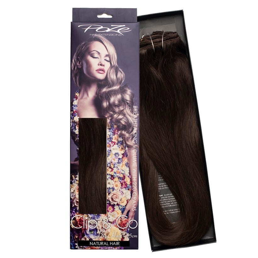 Poze Hairextensions Poze Clip & Go Löshår Miss Volume 55cm 7st 2B Dark