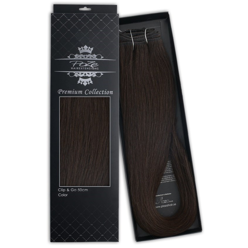 Poze Hairextensions Poze Clip&Go Löshår Äkta Premium 1B Midnight Brown