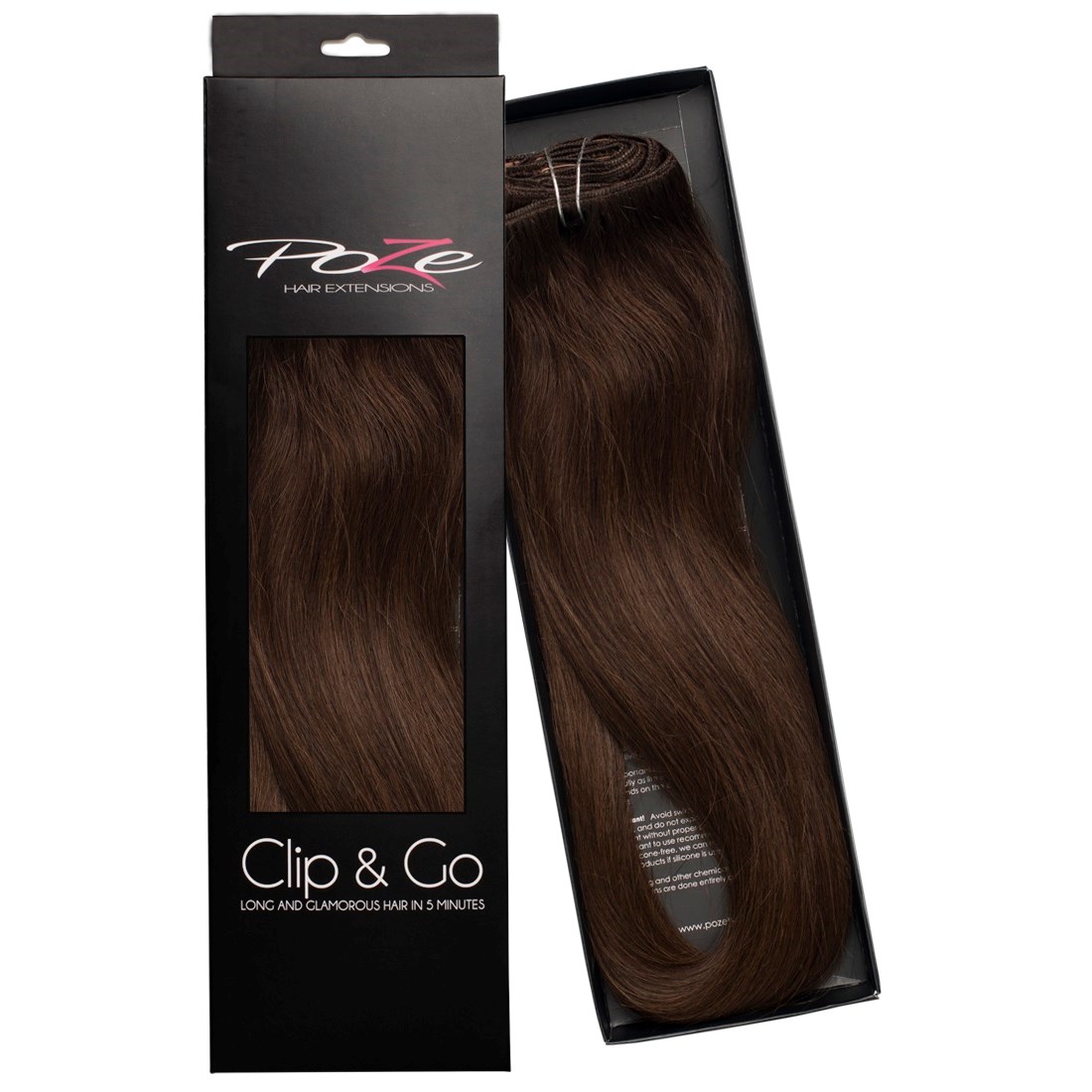 Poze Hairextensions Poze Clip&Go Löshår Äkta 4B Chocolate Brown 7 dela