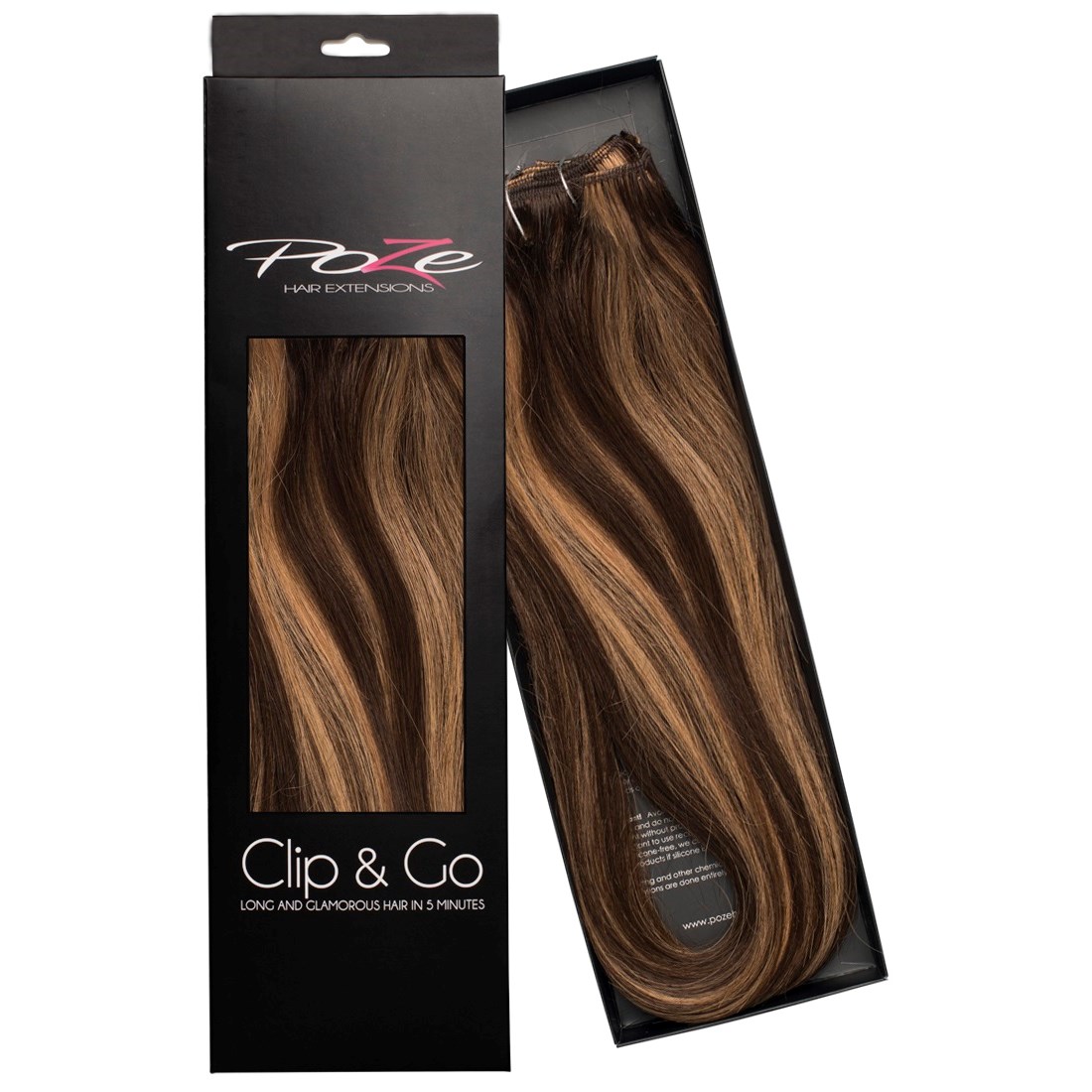 Poze Hairextensions Poze Clip&Go Löshår Äkta 4B/9G Chocco Cola 7 delar