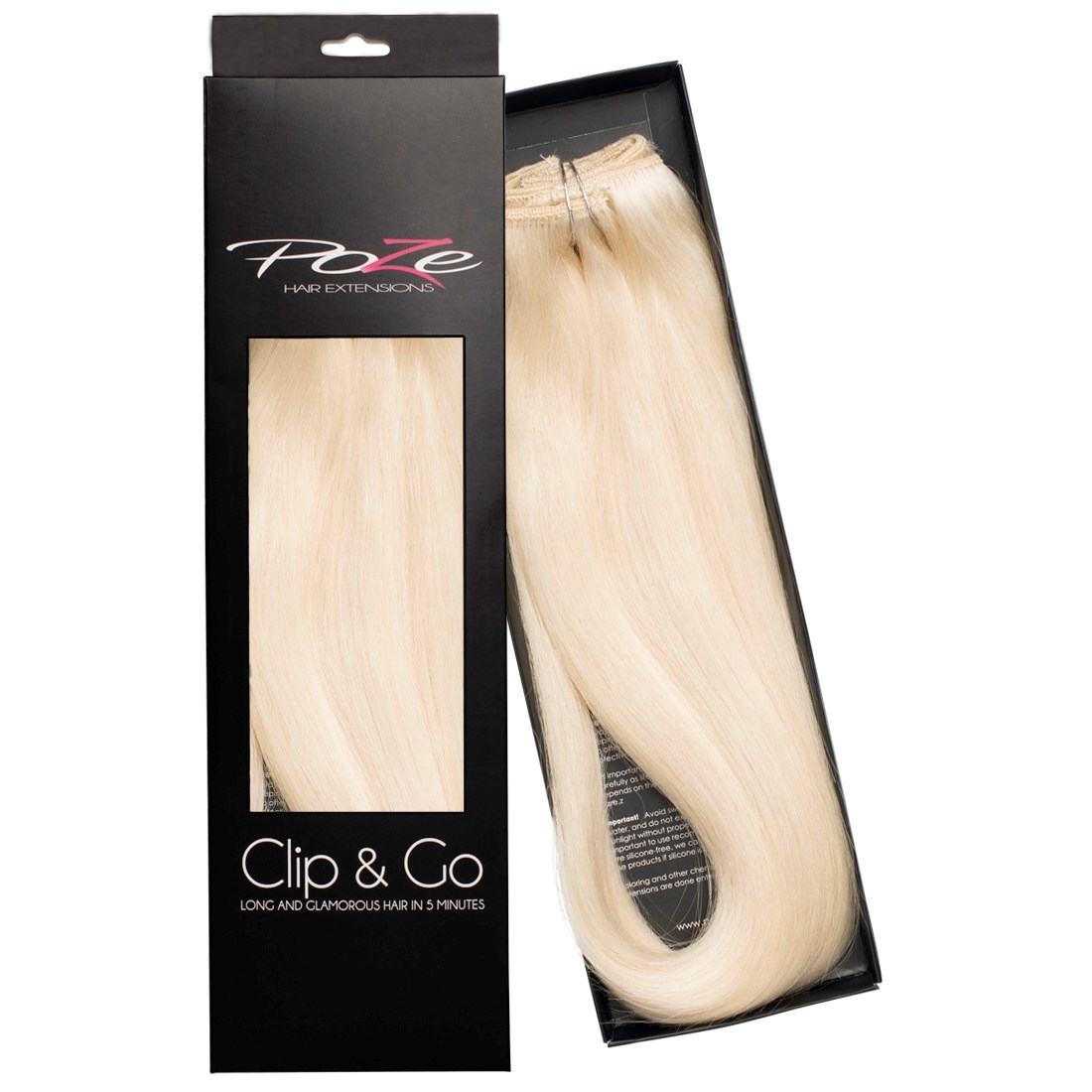 Poze Hairextensions Poze Clip&Go Löshår Äkta 1001 Platinum+ 7 delar/se