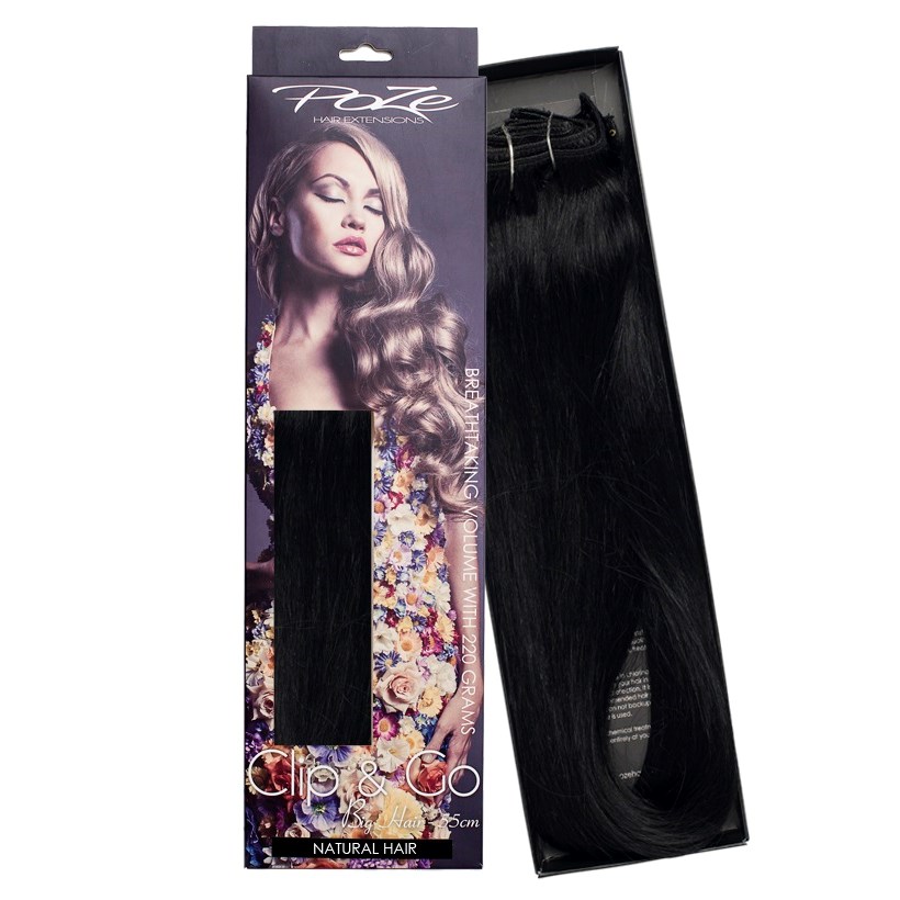 Poze Hairextensions Poze Clip & Go Löshår Miss Volume 55cm 7st 1N Midn