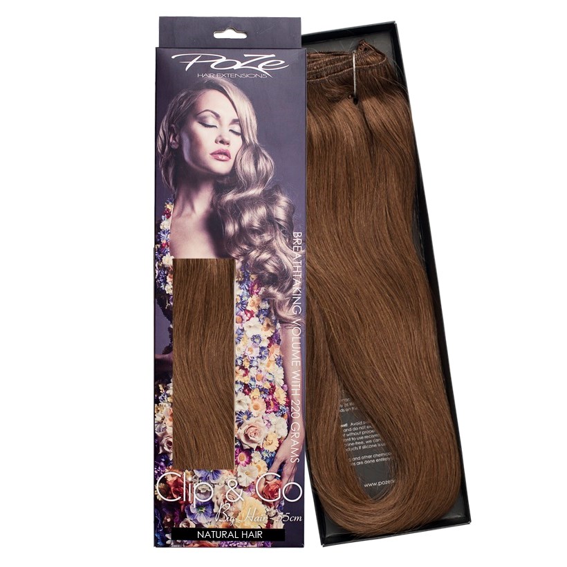 Poze Hairextensions Poze Clip & Go Löshår Miss Volume 55cm 7st 6B Love