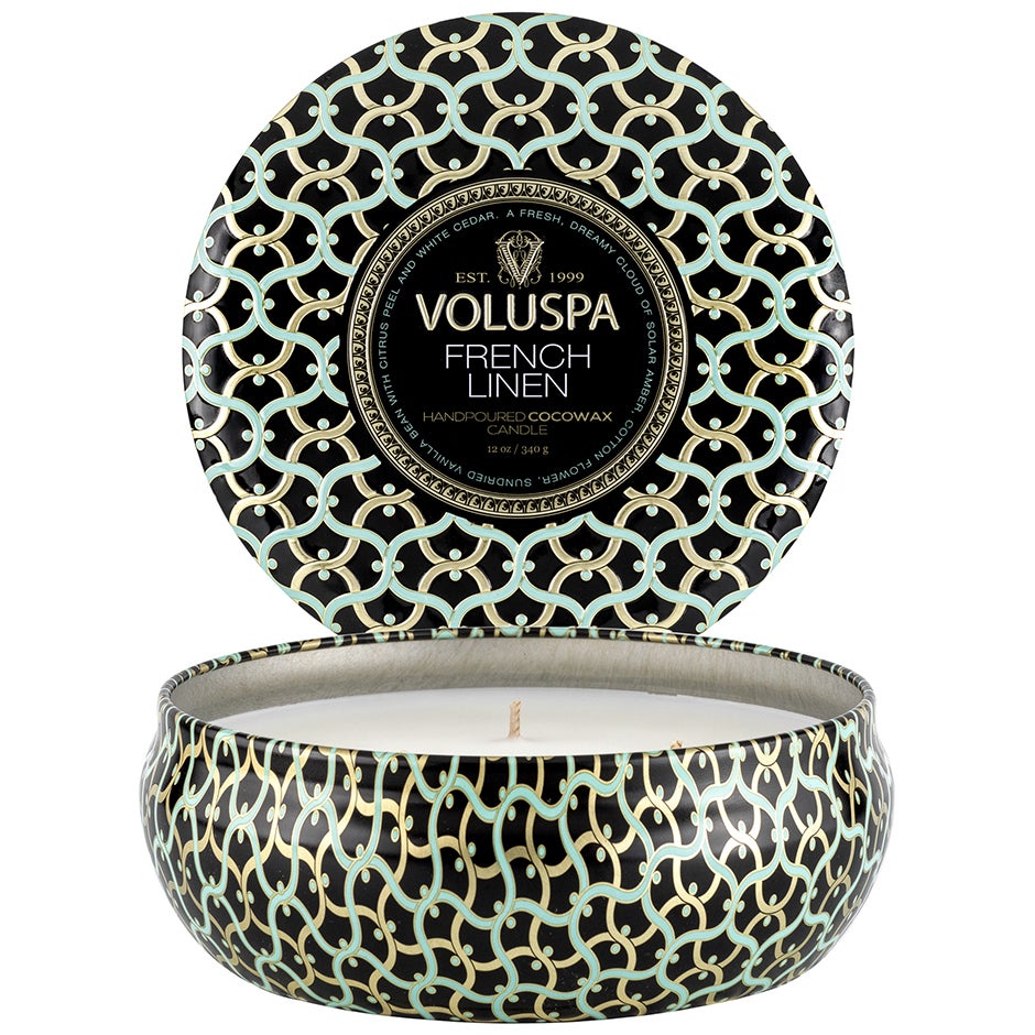 Voluspa 3-Wick Tin Candle French Linen - 340 g