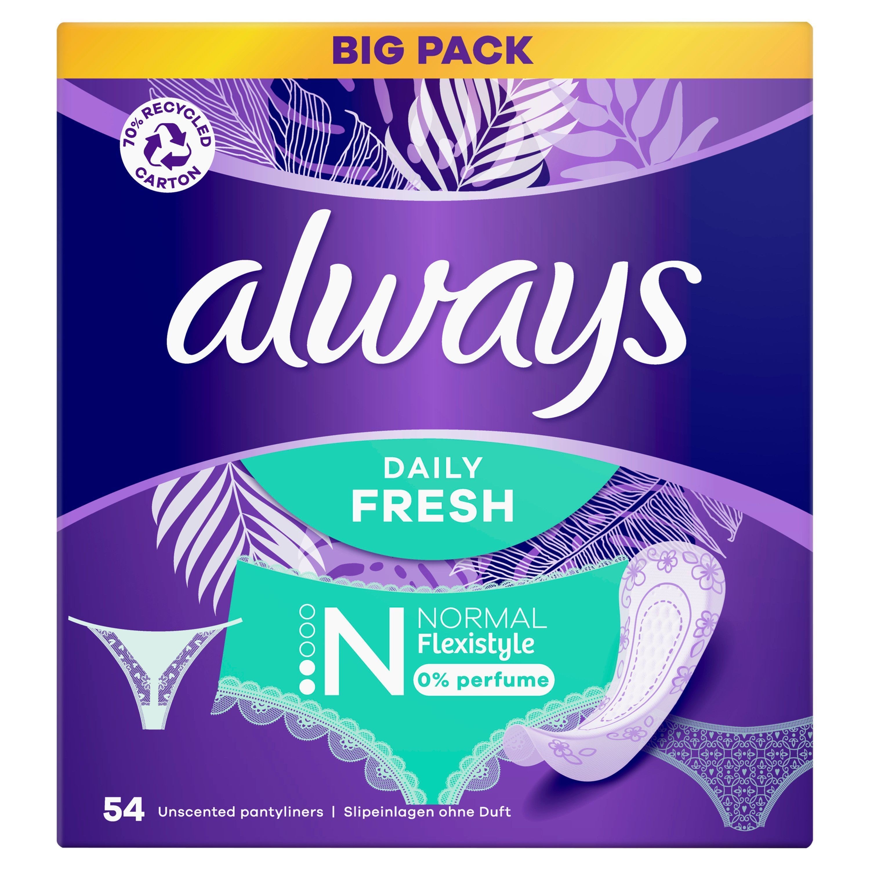 Always Daily Fresh Normal Flexistyle 0% Perfume 54 st