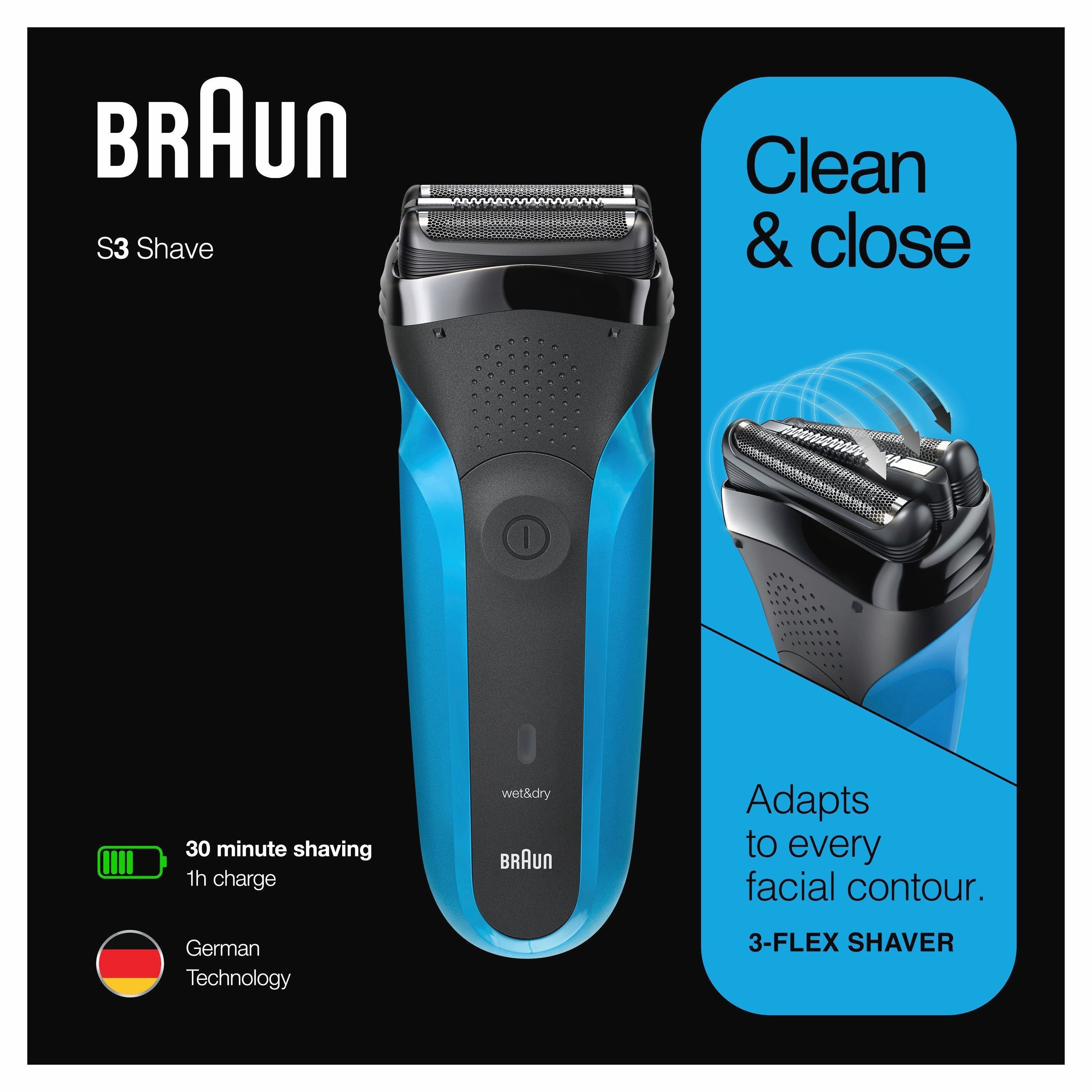 Braun Series 3 310 Electric Shaver Wet & Dry Razor for Men Black/Volt