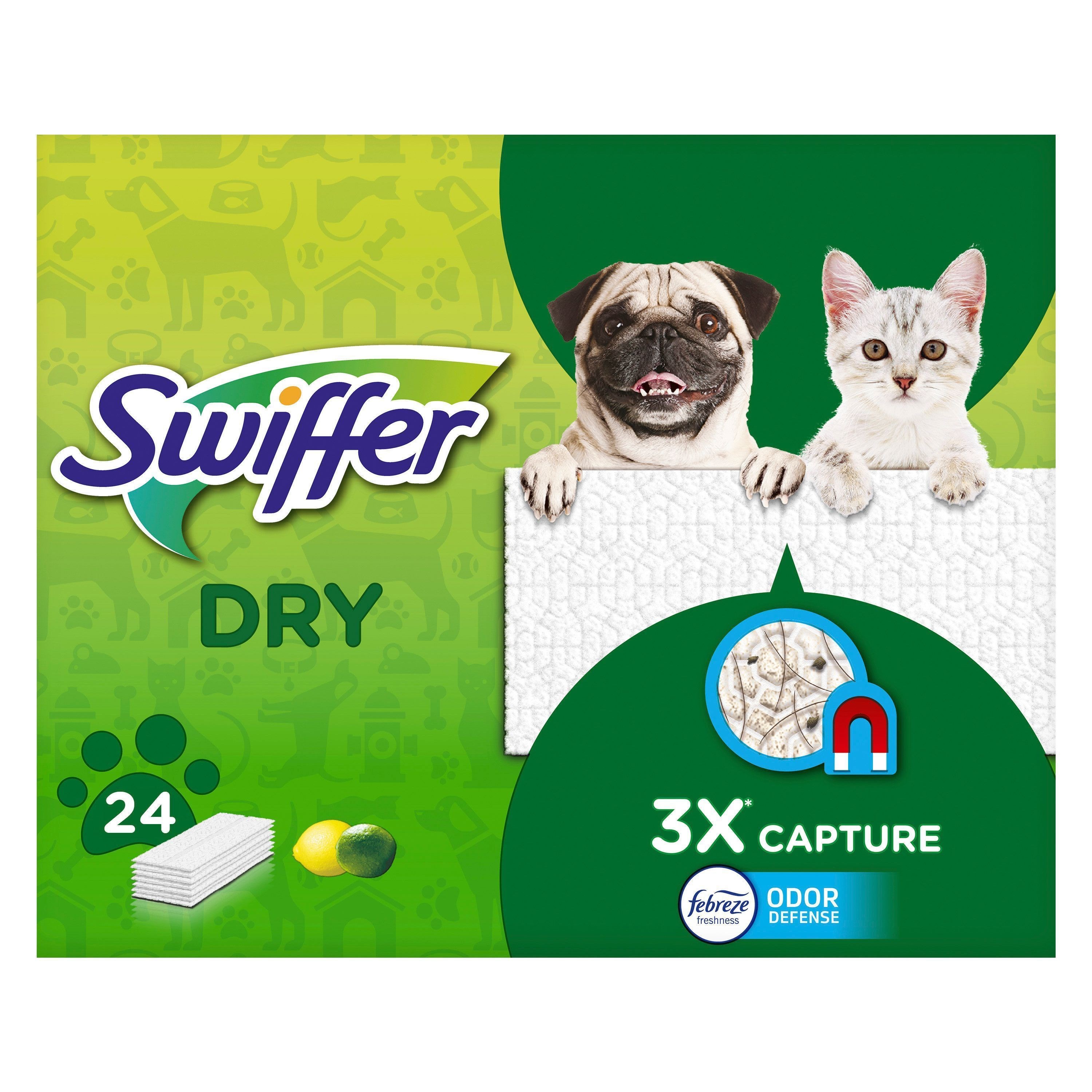 Swiffer Sweeper Dry Floor Pads Refills For Pets Traps & Locks Dust 24