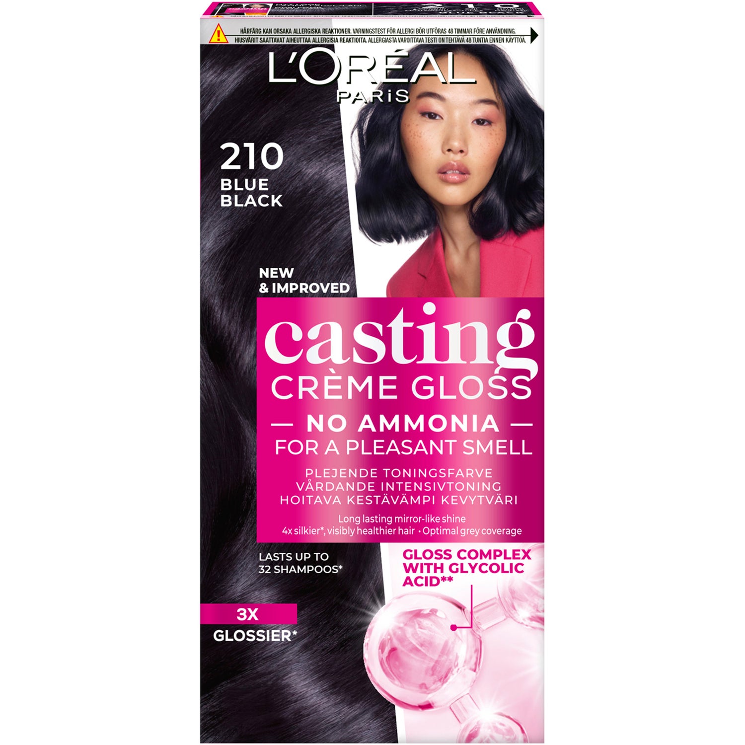 L'Oréal Paris Casting Crème Gloss Semi-Permanent Coloration For All Hair Types 210 Blue Black - 1 pcs