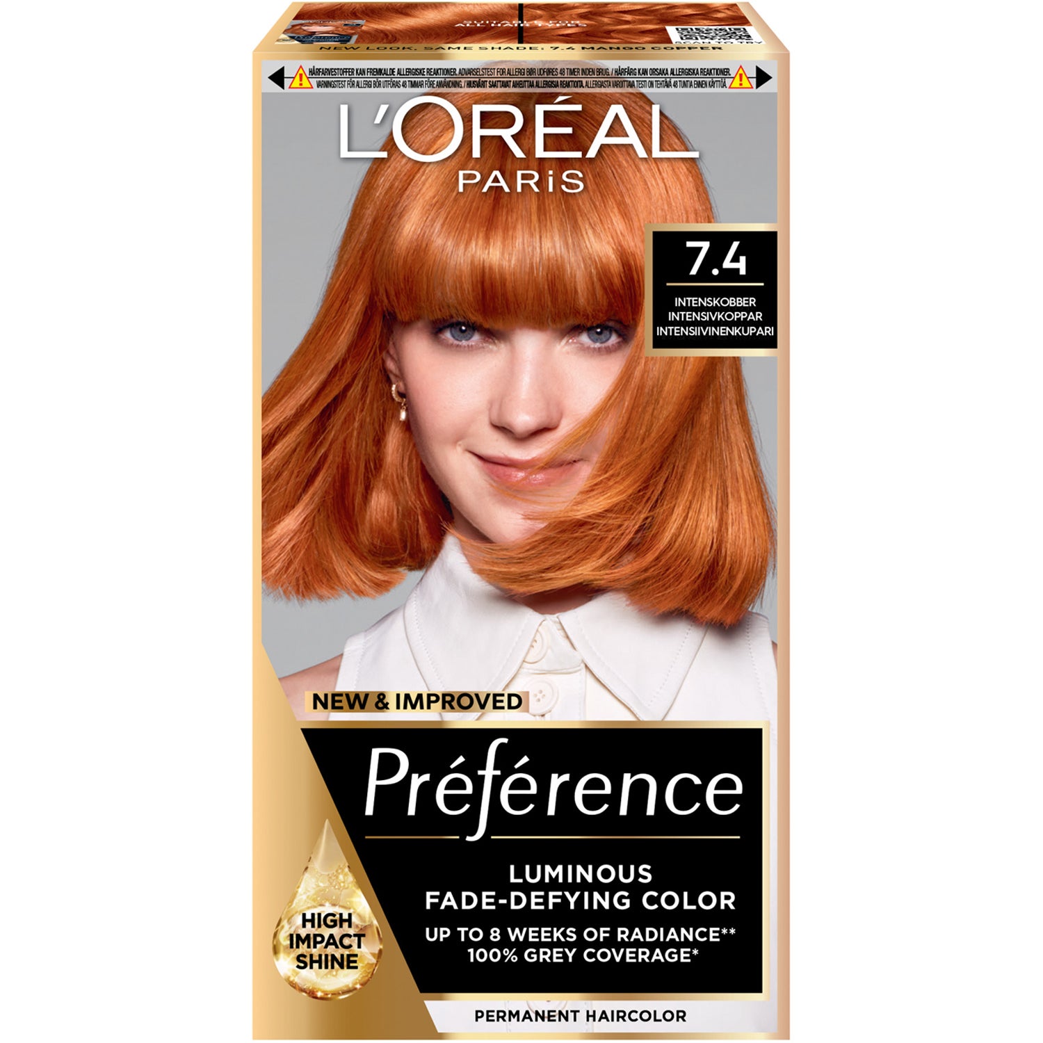 L'Oréal Paris Préférence Permanent Coloration For All Hair Types 7.4 Mango Copper - 1 pcs