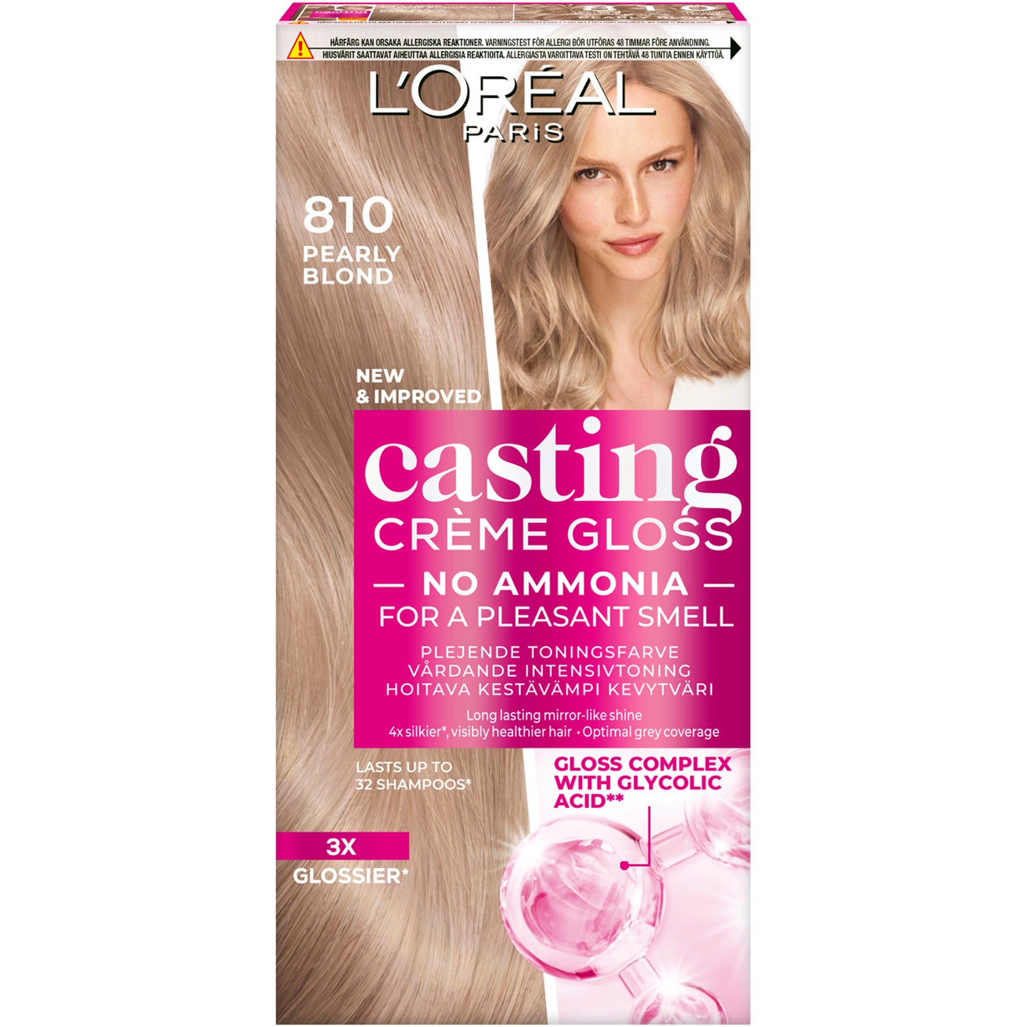 L'Oréal Paris Casting Crème Gloss Semi-Permanent Coloration For All Hair Types 810 Pearly Blonde - 1 pcs