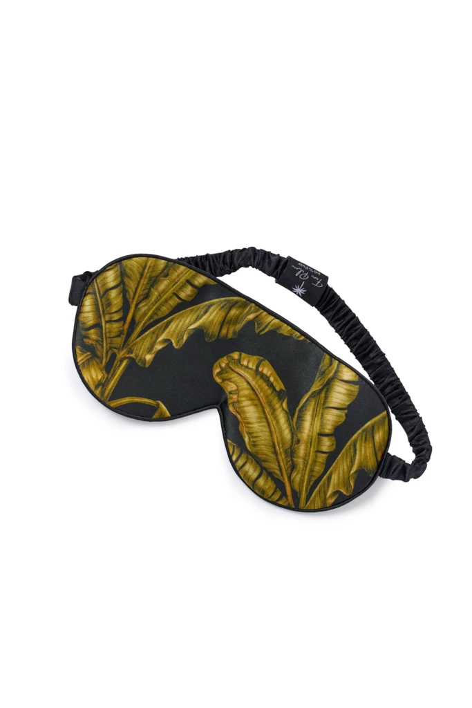 Sleeping Mask 100% Mulberry Silk Tropical Black