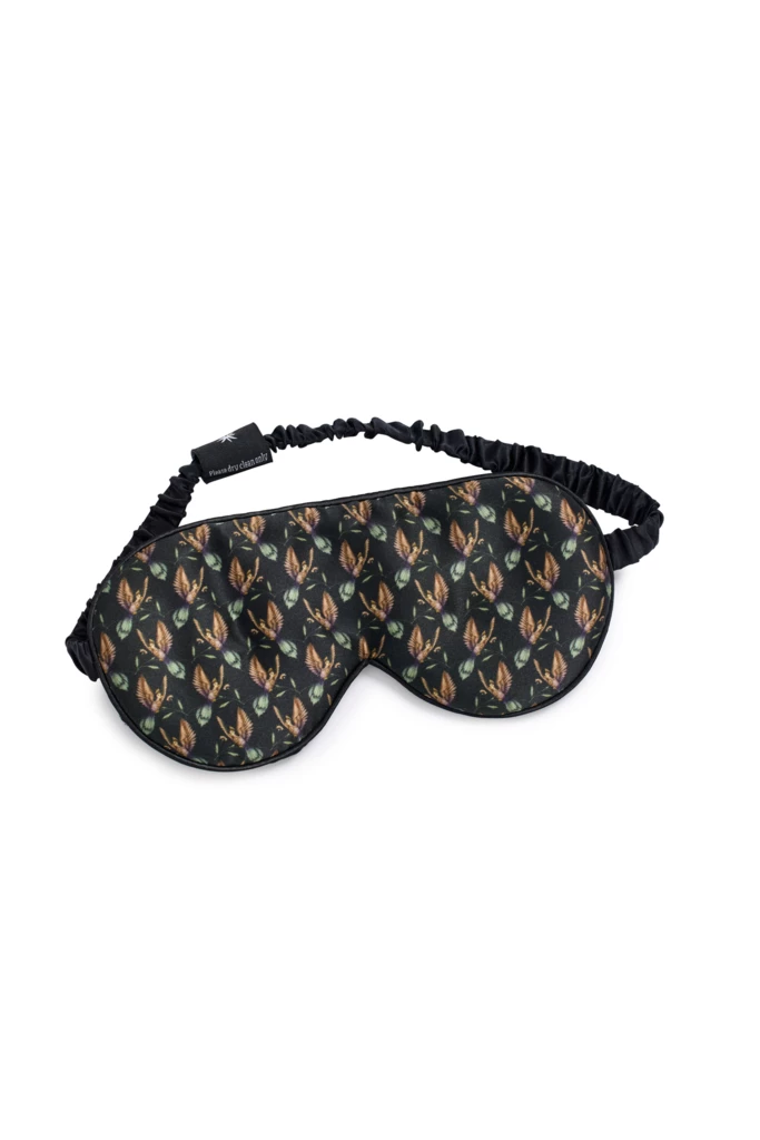 Sleeping Mask 100% Mulberry Silk Black Hummingbird