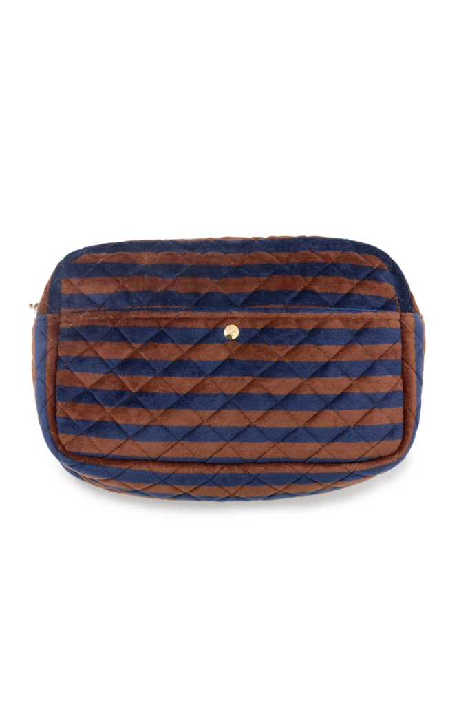 Beauty Bag Large Blues & Stripes Velvet