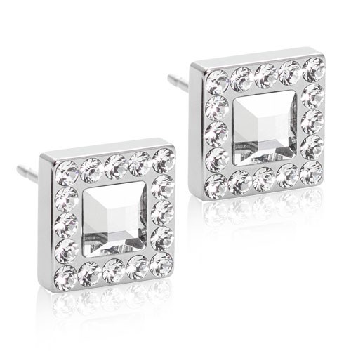 Blomdahl Natrural Titanium Brillance Halo Square 11mm Crystal