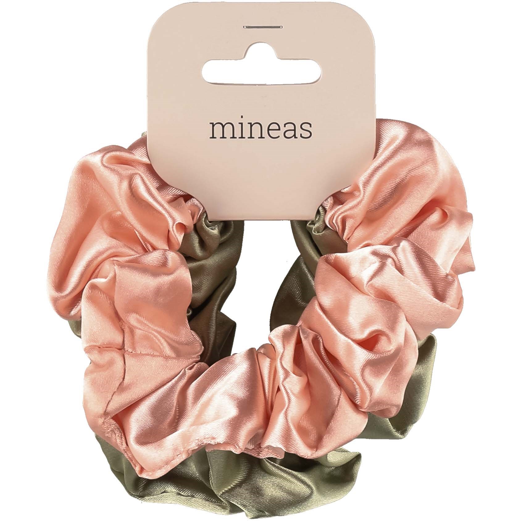 Mineas Scrunchie Satin 2 Pcs Peach Green Multicolored