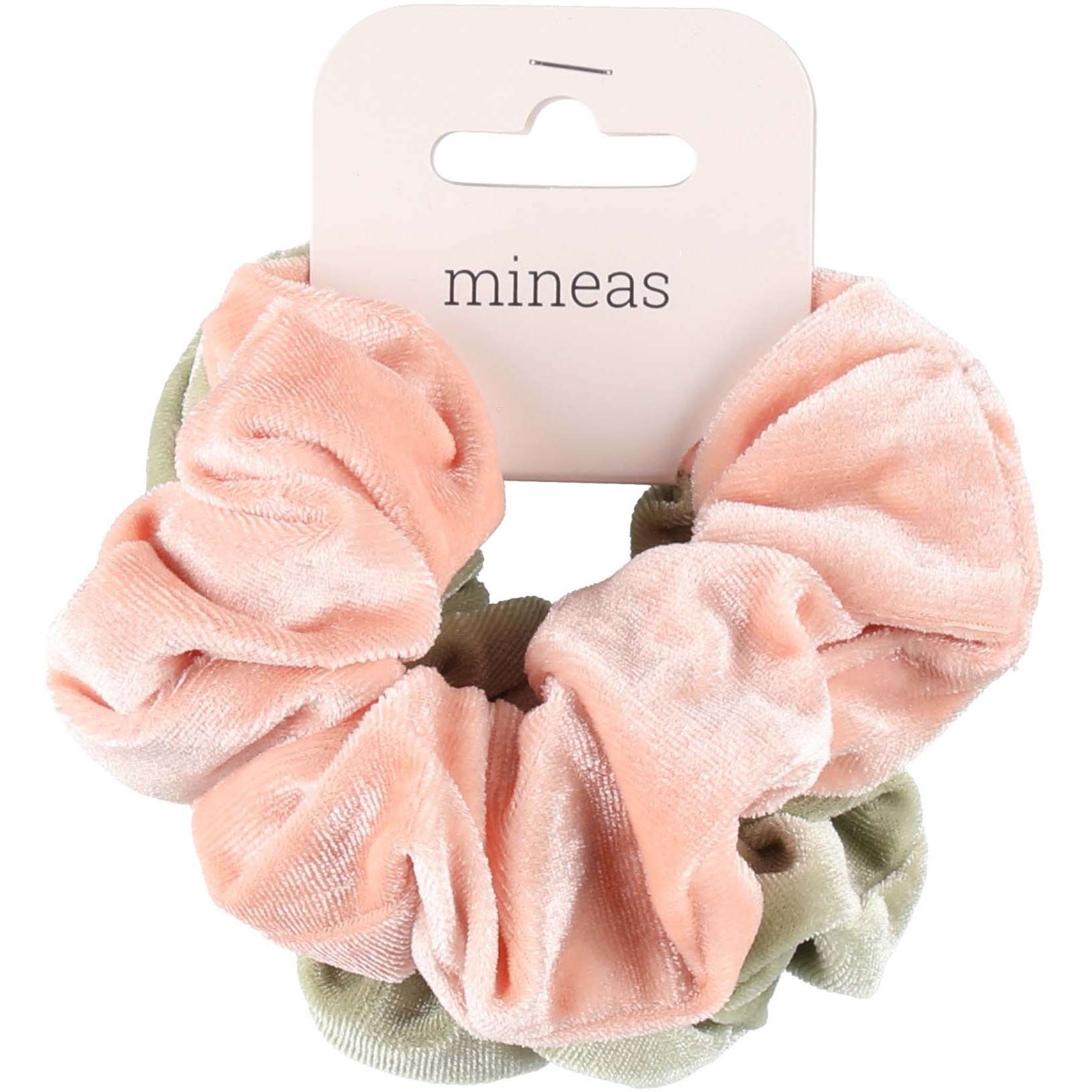 Mineas Scrunchie Velvet 2 Pcs Peach Green Multicolored