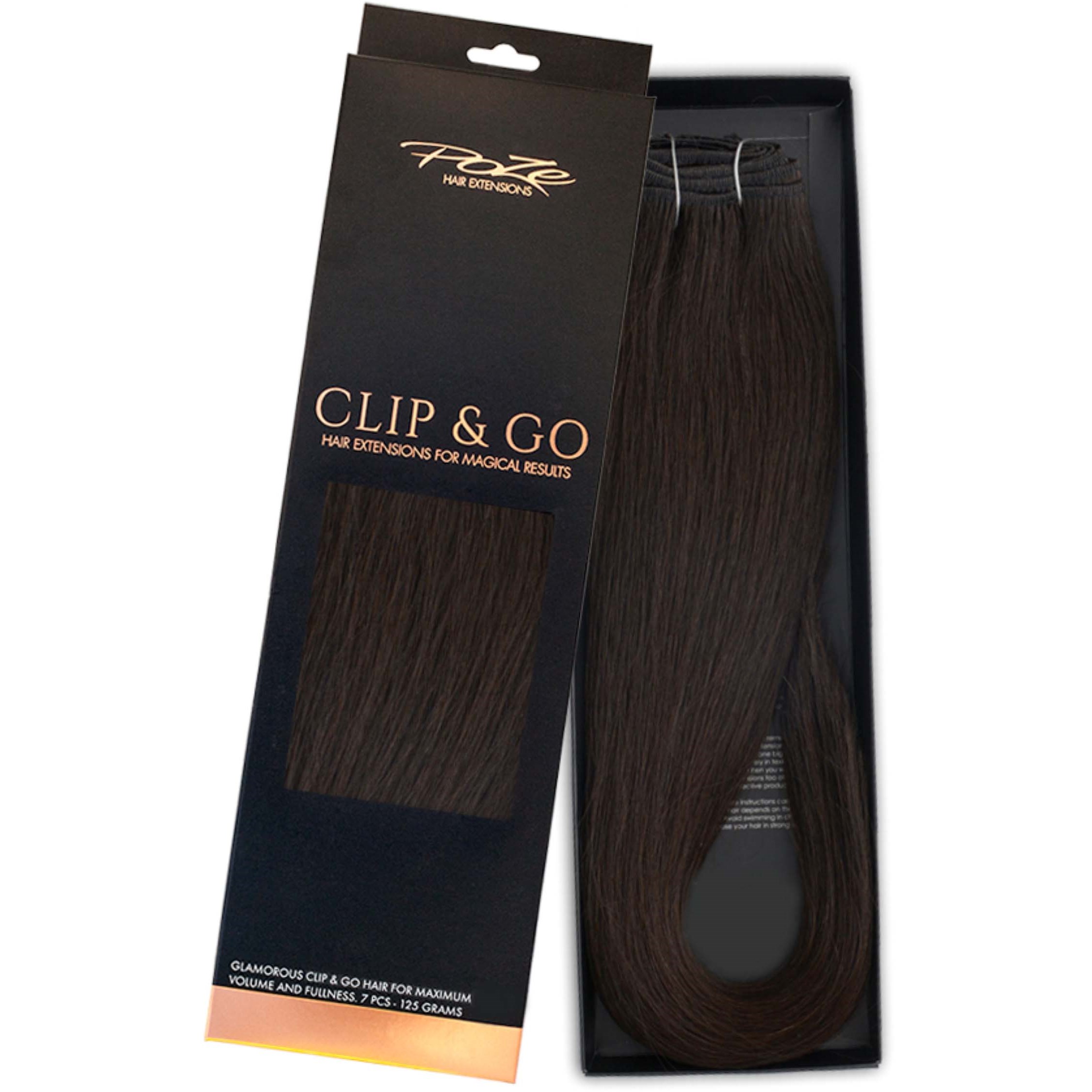 Poze Hairextensions Poze Clip&Go Löshår Äkta 1B Midnight Brown 7