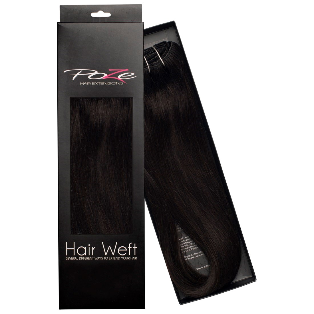 Poze Hairextensions Poze Hårträns Äkta 1B Midnight Brown 50cm