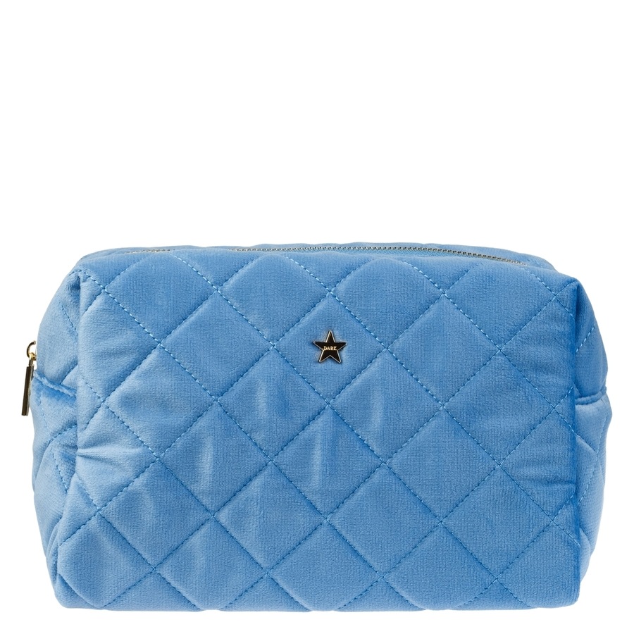 DARK Velvet Square Quilted Make-Up Pouch Large Ibiza Blue