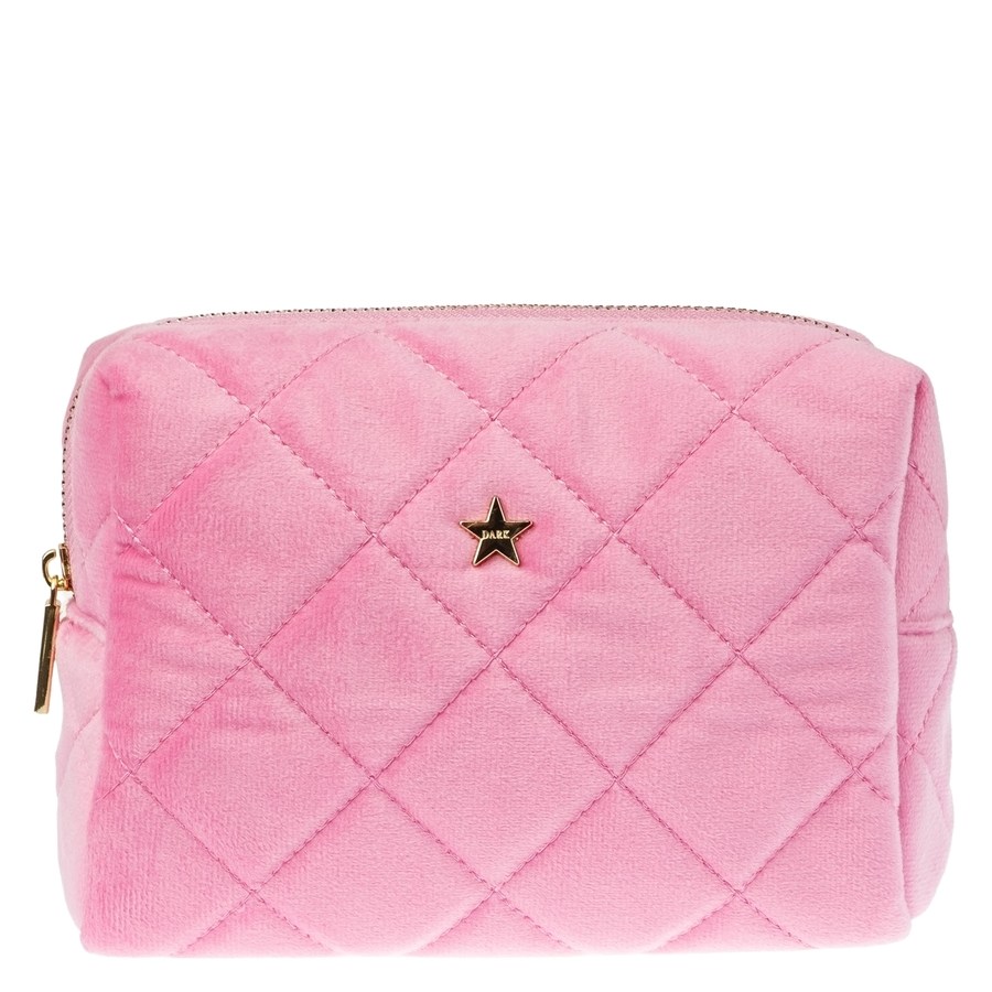 DARK Velvet Square Quilted Make-Up Pouch Small Bubblegum Pink