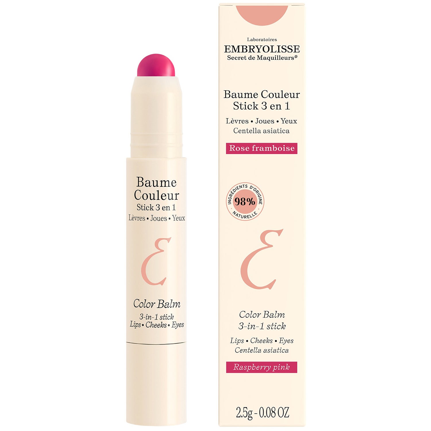Embryolisse Color Balm 3-In-1 Stick Raspberry Pink - 2,5 g