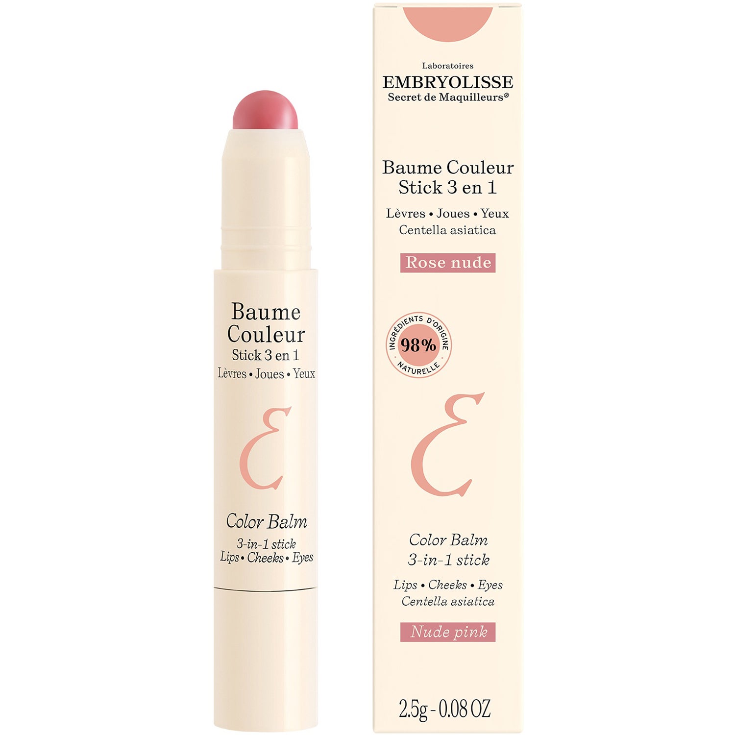 Embryolisse Color Balm 3-In-1 Stick Nude Pink - 2,5 g