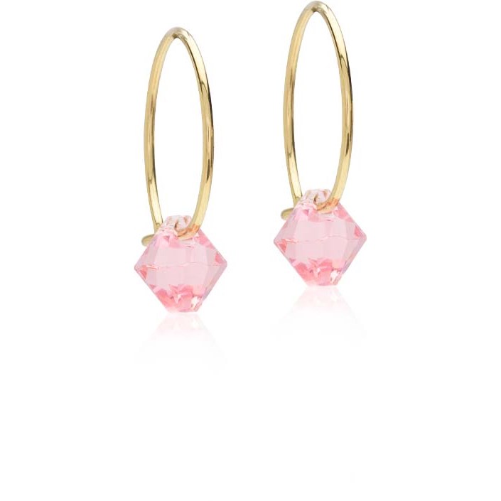 Blomdahl Golden Titanium Ear Ring 14 mm, Bicone 6 mm Light Rose